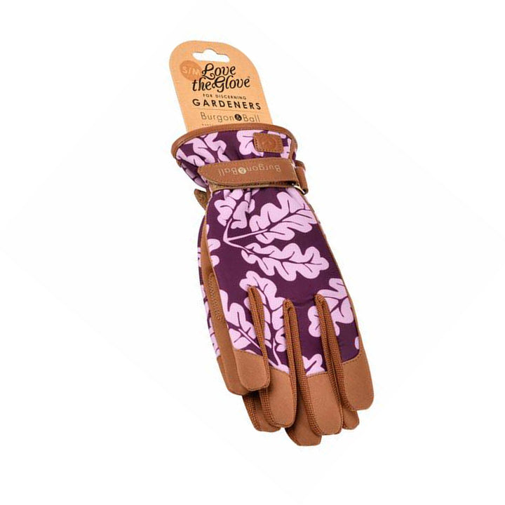 Burgon & Ball 'Love The Glove' Plum Oak Leaf Gardening Gloves - 2 Sizes