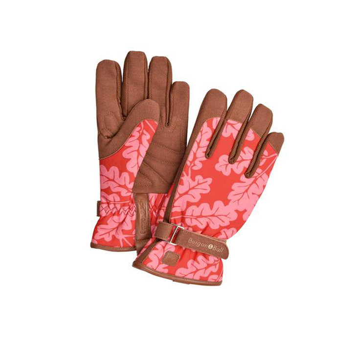 Burgon & Ball 'Love The Glove' Poppy Oak Leaf Gardening Gloves - 2 Sizes