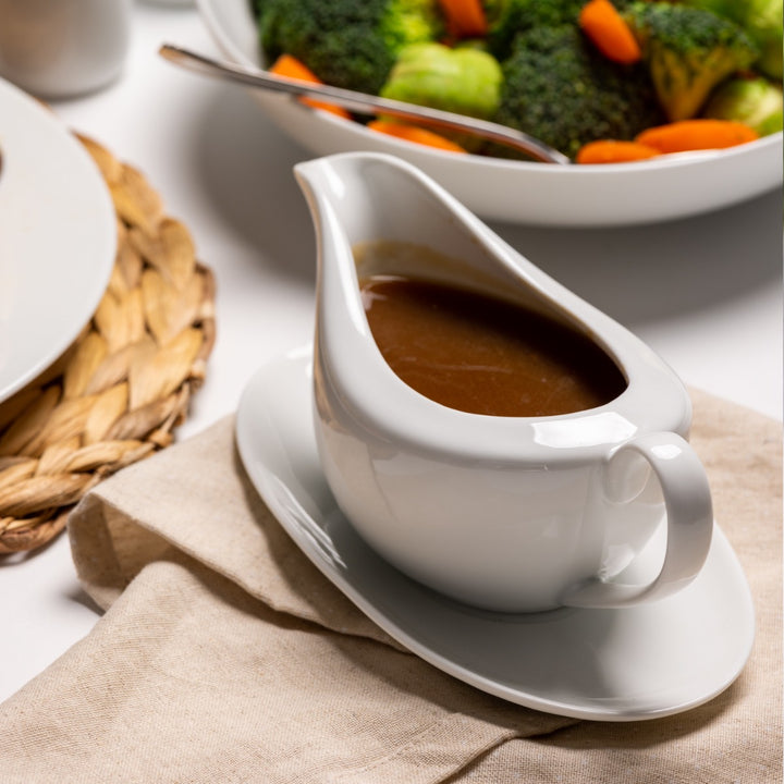 Christmas dinner gravy boat and saucer
