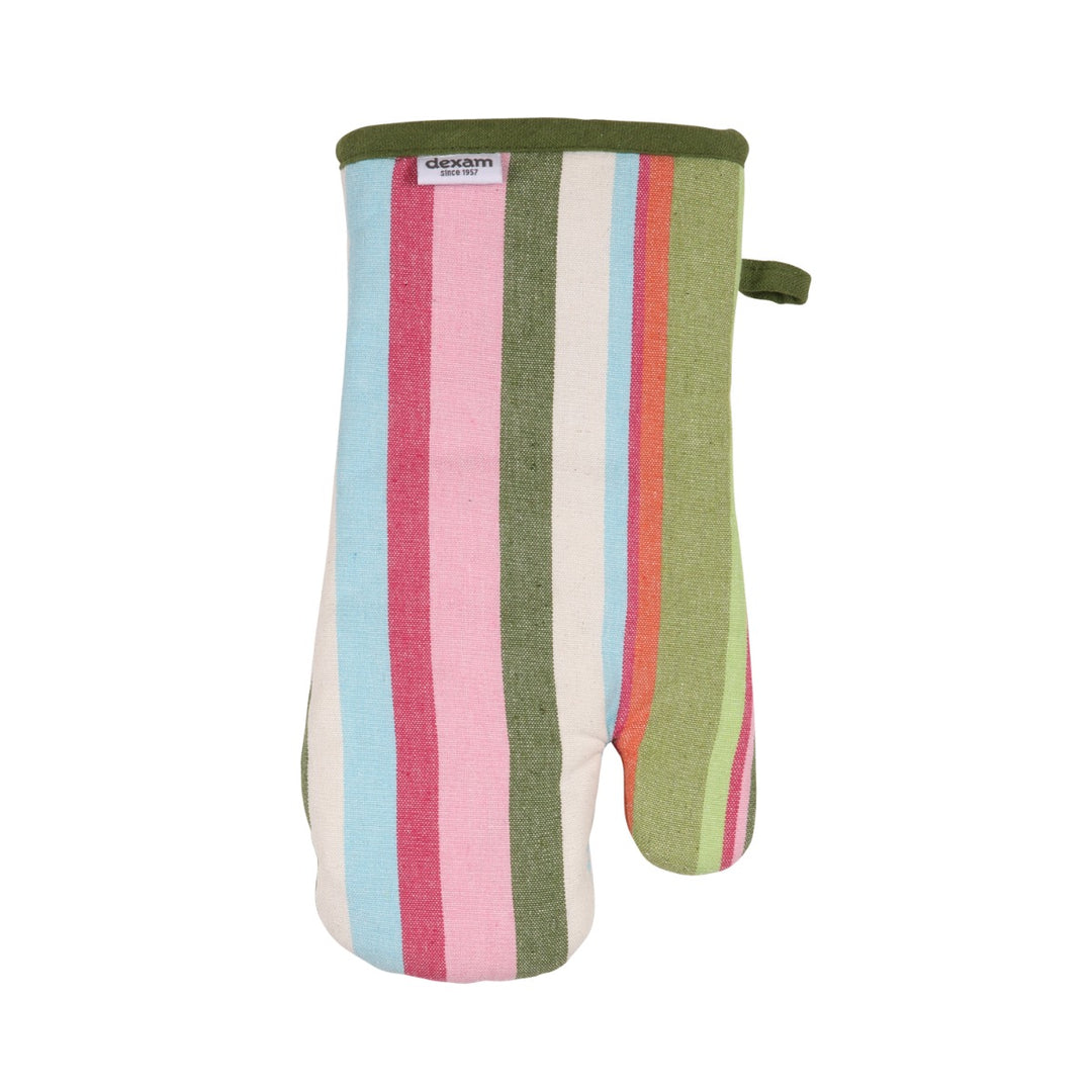 Dexam Stripe Recycled Cotton Oven Gauntlet - Green