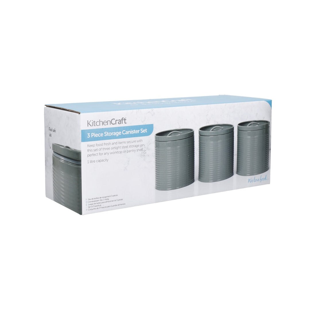 KitchenCraft Grey 3 Piece Storage Canister Set