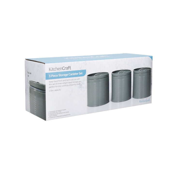 KitchenCraft Grey 3 Piece Storage Canister Set