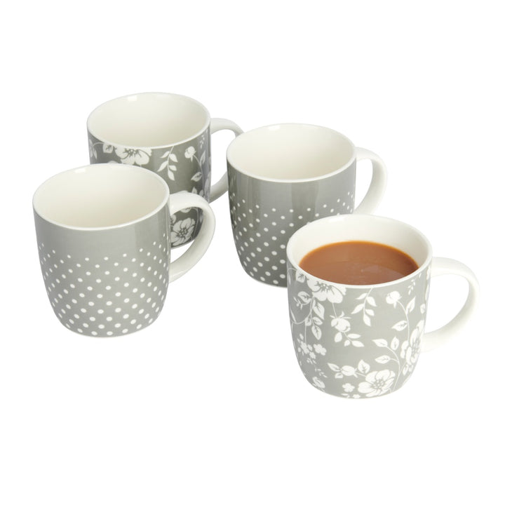 set of four porcelain mugs