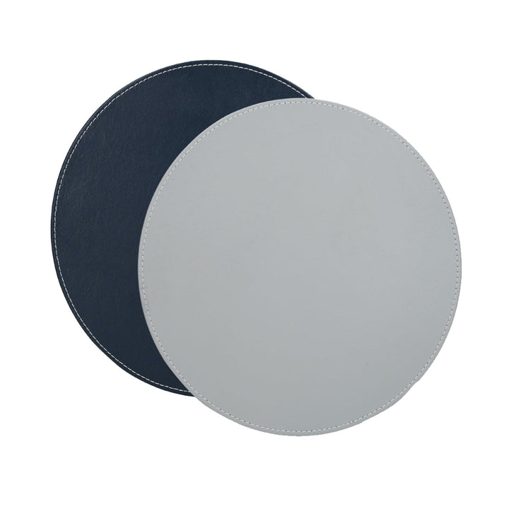 Creative Tops Grey Faux Leather Round Placemats