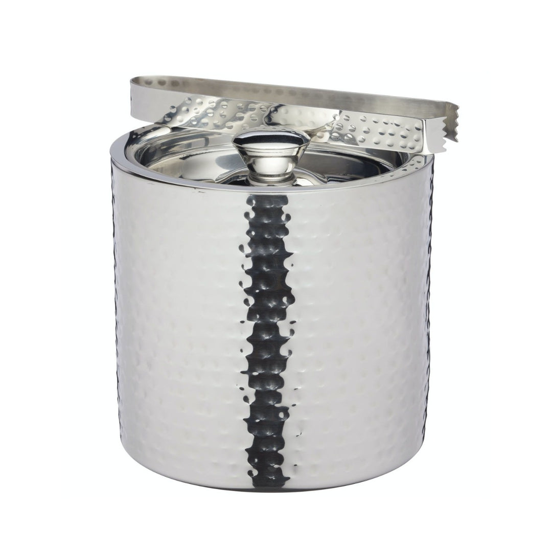 BarCraft Hammered-Steel Silver Small Ice Bucket