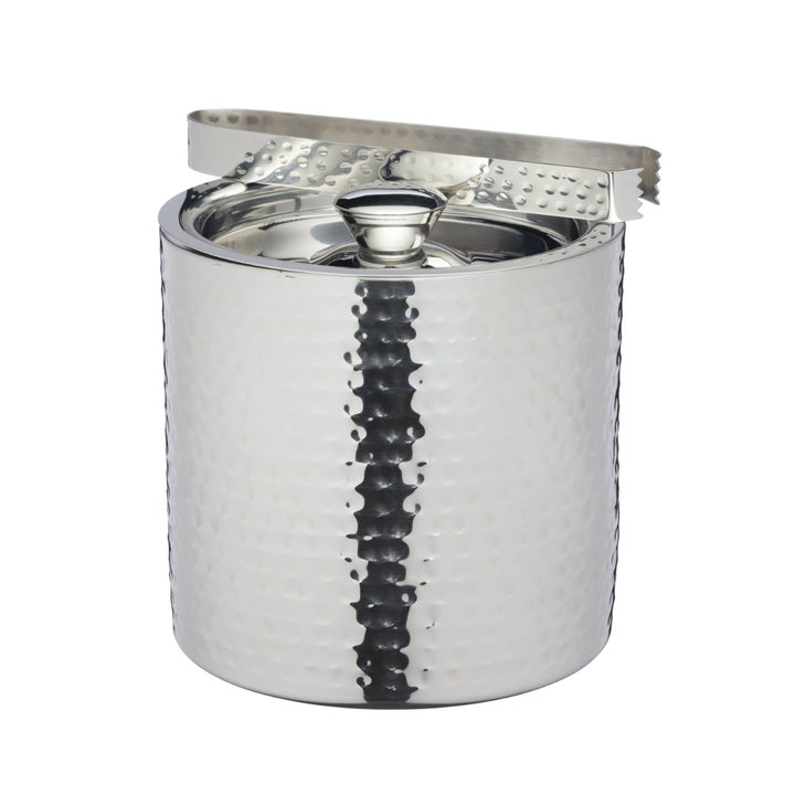 BarCraft Hammered-Steel Silver Small Ice Bucket