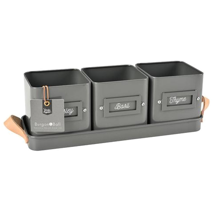 Burgon & Ball Herb Pots Tray - Charcoal