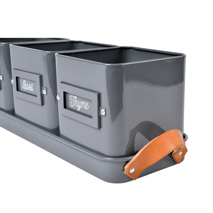 Burgon & Ball Herb Pots Tray - Charcoal