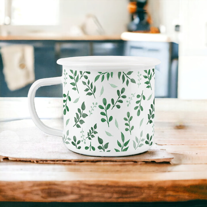 Purely Home Alphabet Enamel Mug - Green Foliage