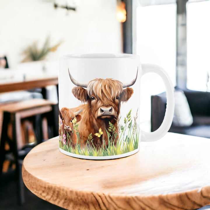 Purely Home Highland Cow & Calf Ceramic Mug