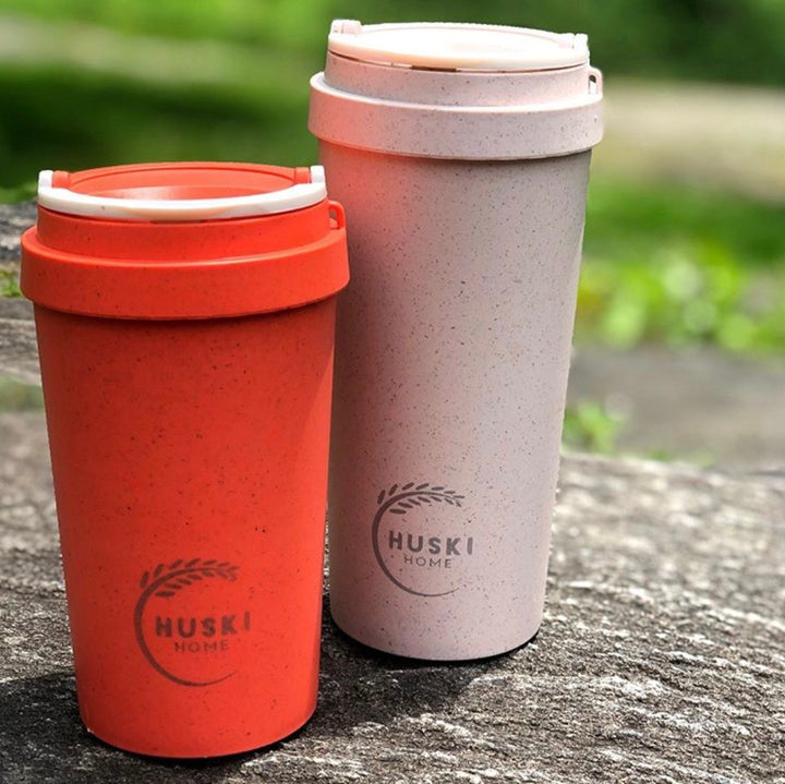 Huski Home Coral Red Rice Husk Travel Cup - 400ml