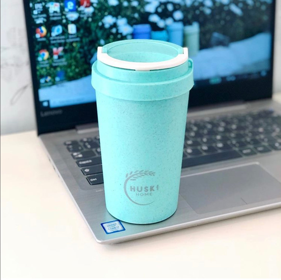 Huski Home Lagoon Blue Rice Husk Travel Cup - 400ml