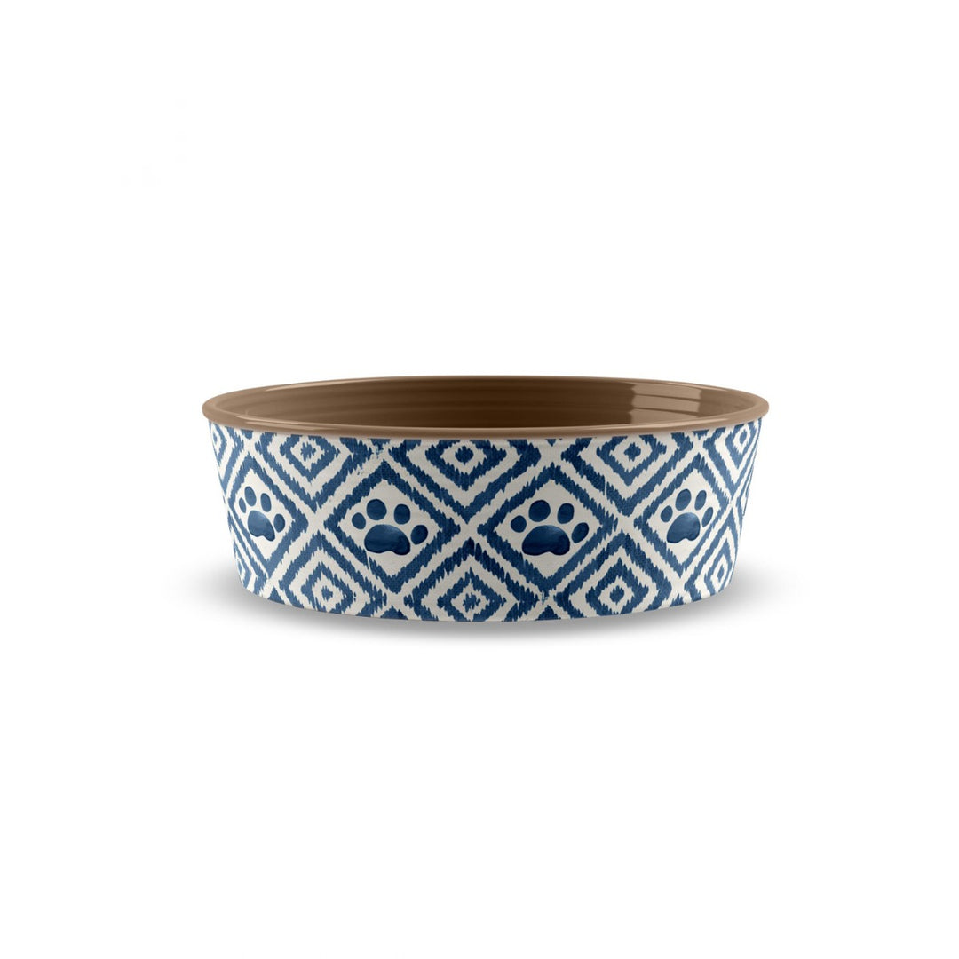 Melamine Pets Indigo Paw Print Pet Bowl - Small