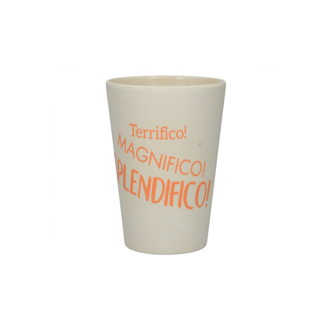 Book referenced tableware with variety of fonts in orange