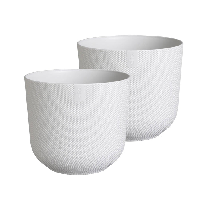 Elho White Jazz Round Recycled Plastic Plant Pot - 19cm