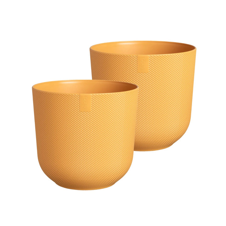 Elho Amber Yellow Jazz Round Recycled Plastic Plant Pot - 14cm