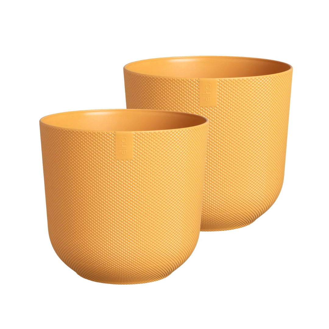 Elho Amber Yellow Jazz Round Recycled Plastic Plant Pot - 19cm