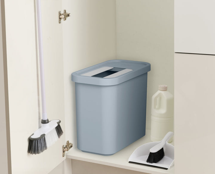 Compact grey recycling bin for storing waste
