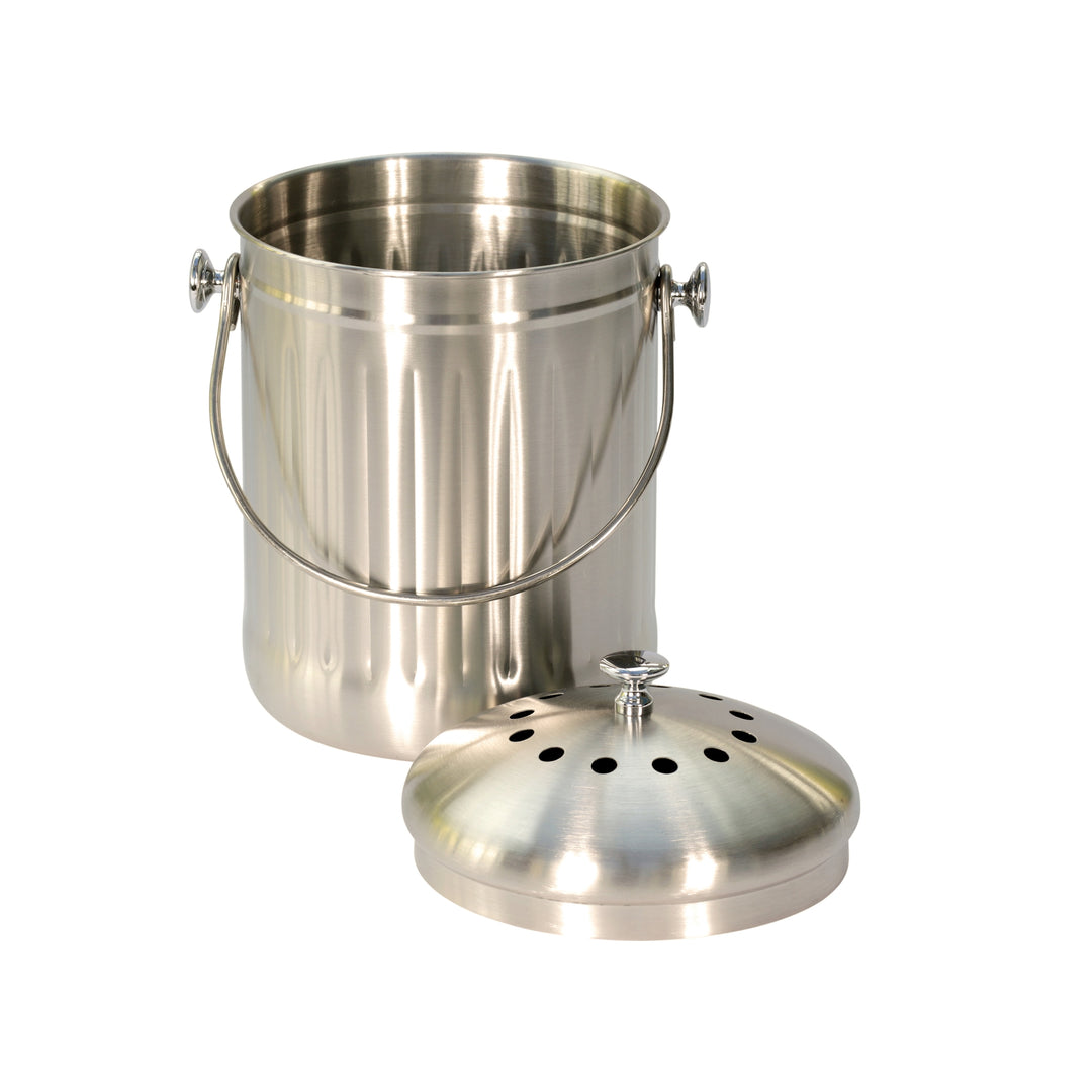 KitchenCraft Brushed Stainless Steel Compost Caddy