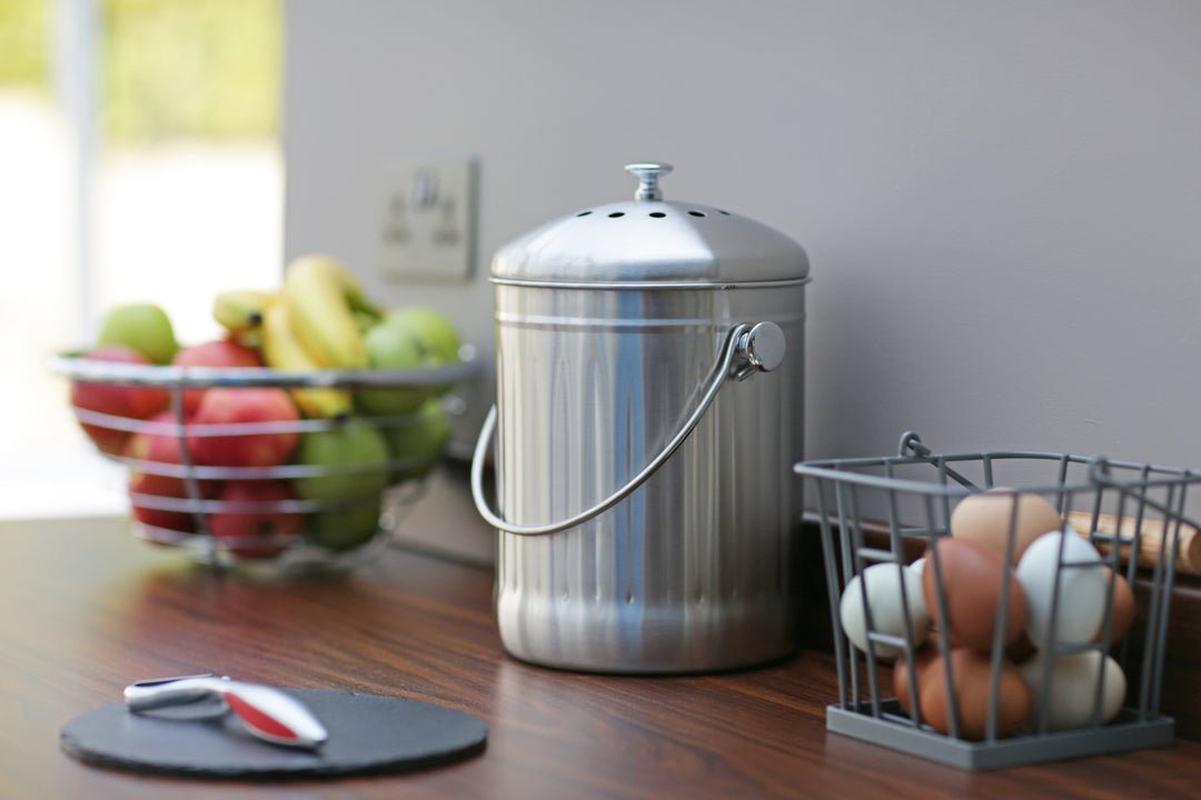 KitchenCraft Brushed Stainless Steel Compost Caddy