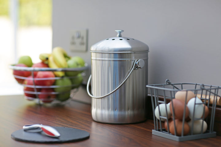 KitchenCraft Brushed Stainless Steel Compost Caddy
