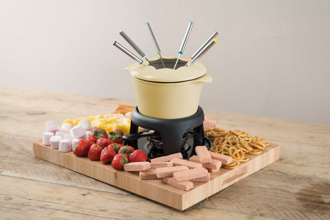MasterClass Iron Enamelled Fondue Set - Cream