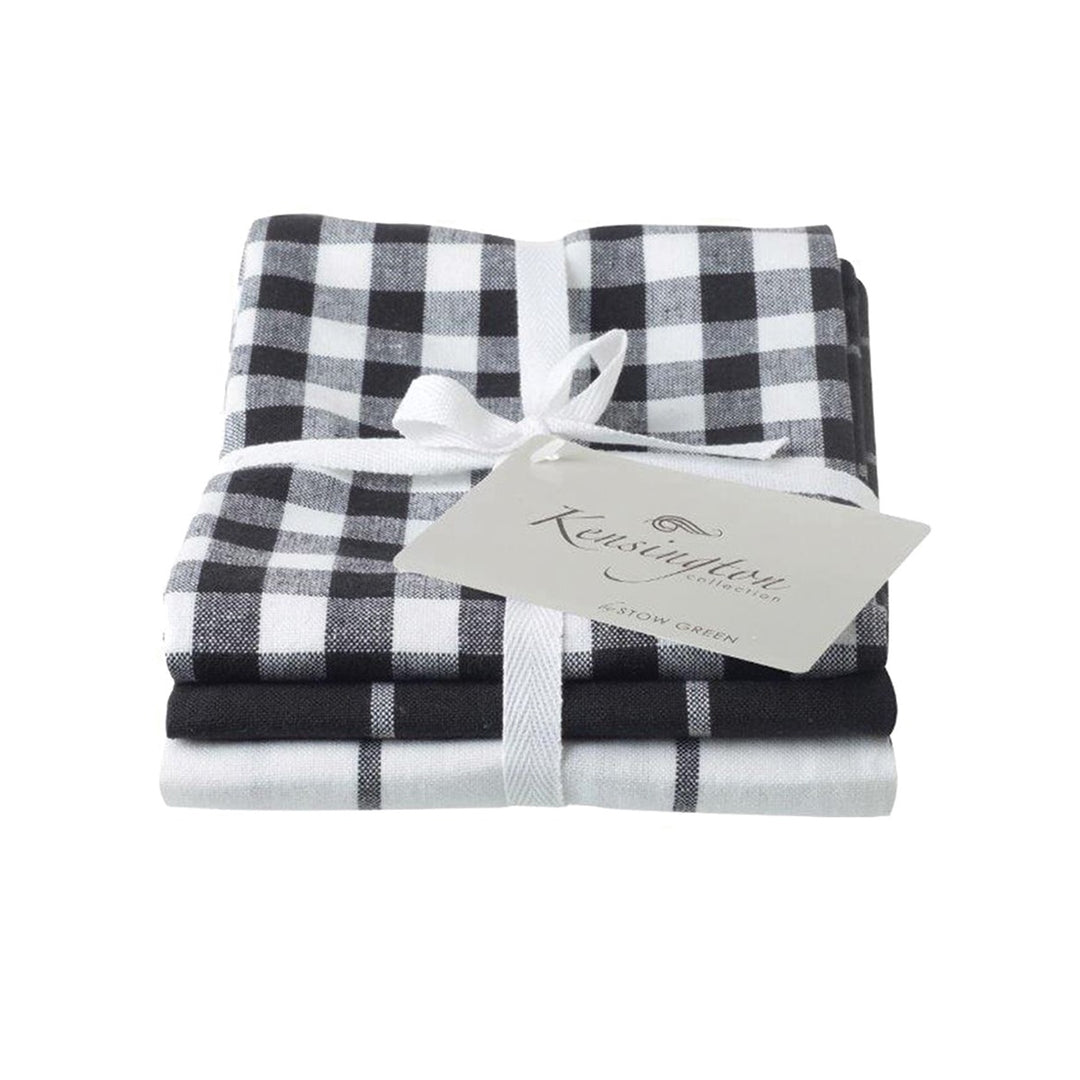 Stow Green Kensington Check Tea Towels Set - Black