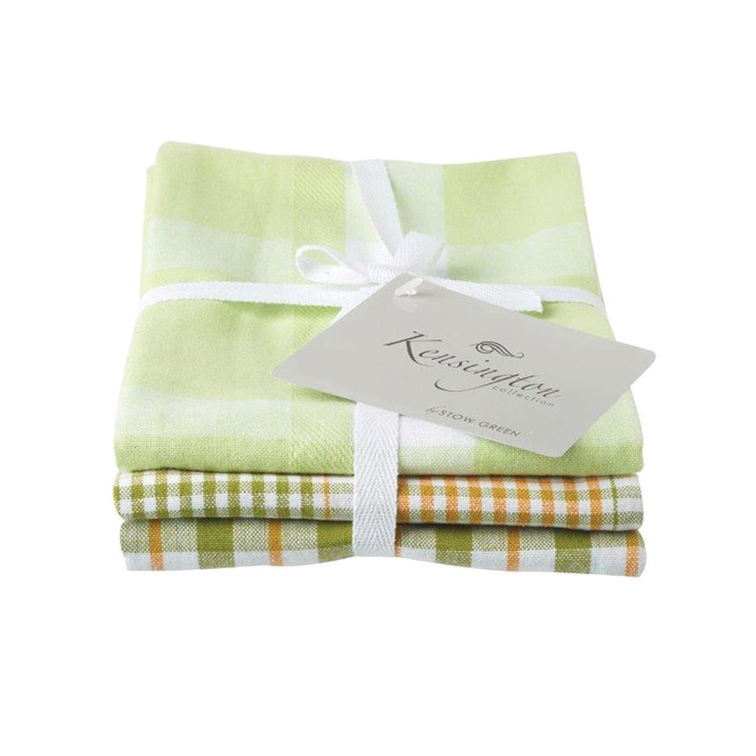 Stow Green Kensington Check Tea Towels Set - Green