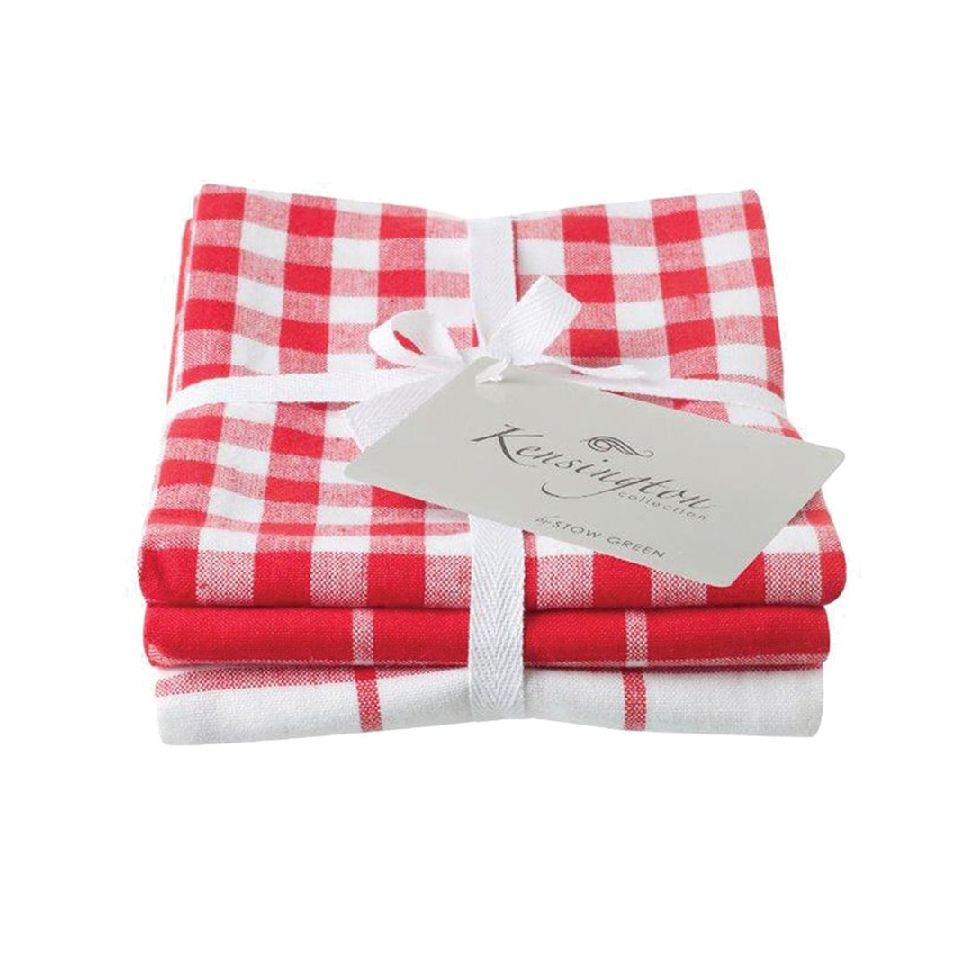 Stow Green Kensington Check Tea Towels Set - Red
