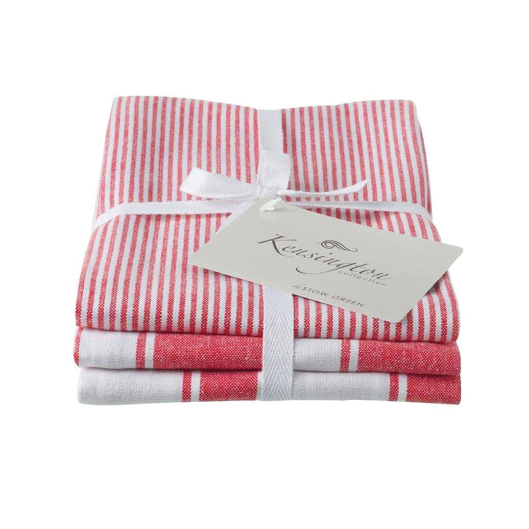 Stow Green Kensington Stripe Tea Towels Set - Red