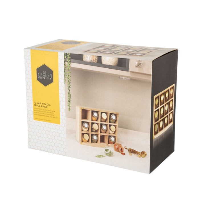 Captivate Kitchen Pantry Acacia Wood Spice Rack