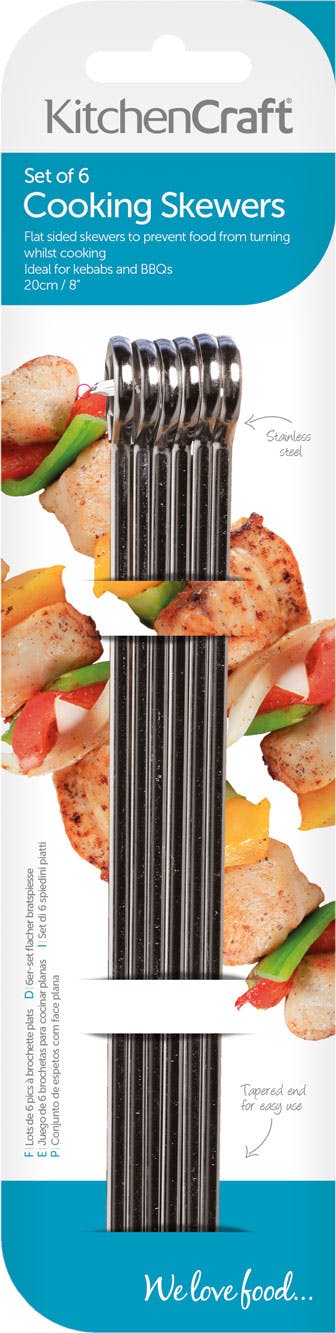 KitchenCraft Stainless Steel Flat Sided Cooking Skewers