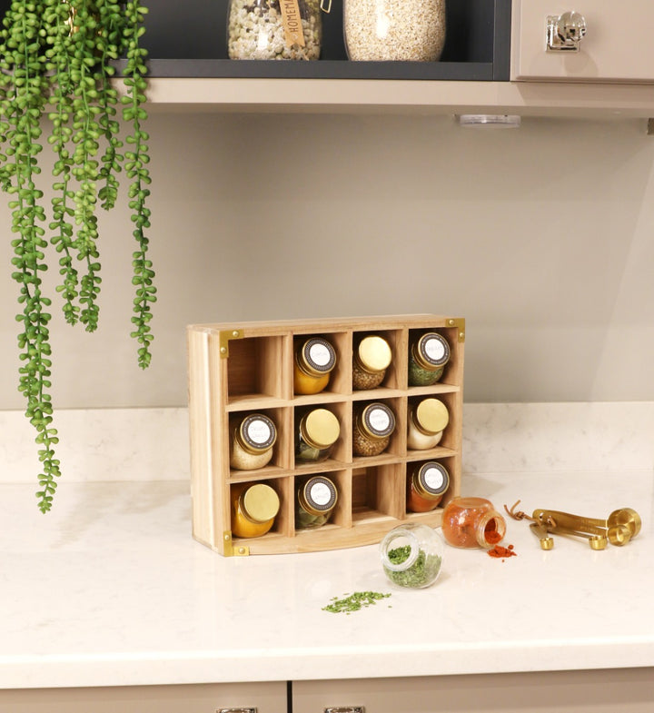 Captivate Kitchen Pantry Acacia Wood Spice Rack
