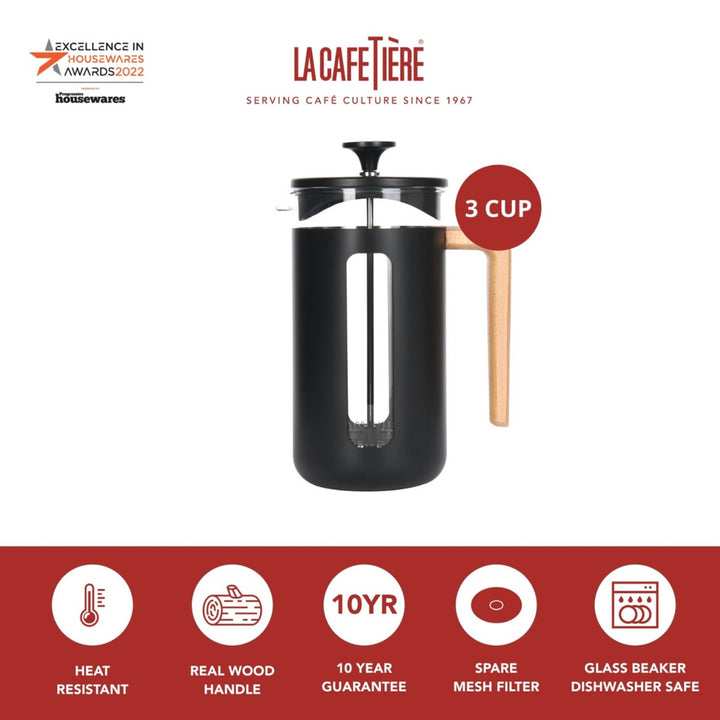 La Cafetiére Pisa Black Cafetiere - 3 Cup