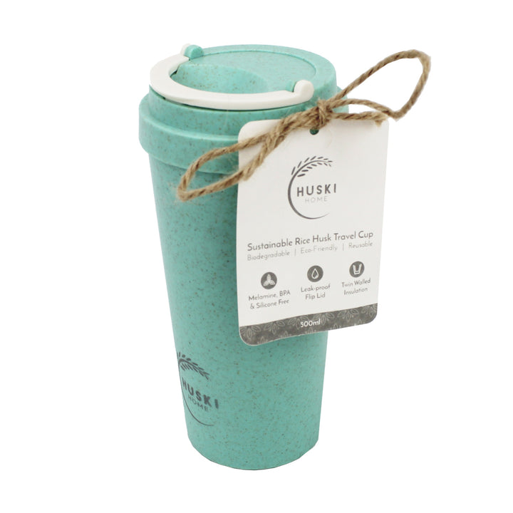 Huski Home Lagoon Blue Rice Husk Travel Cup - 500ml