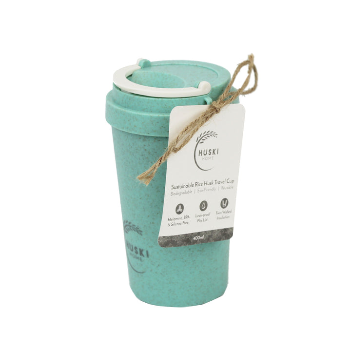 Huski Home Lagoon Blue Rice Husk Travel Cup - 400ml