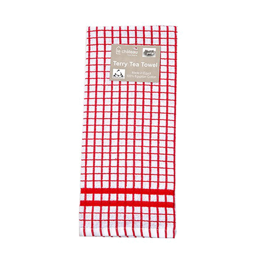 100% Egyptian Cotton Tea Towel in red and white check