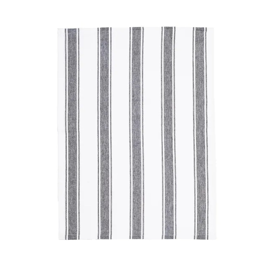 Le Chateau Woven Stripe Tea Towels Set - Black