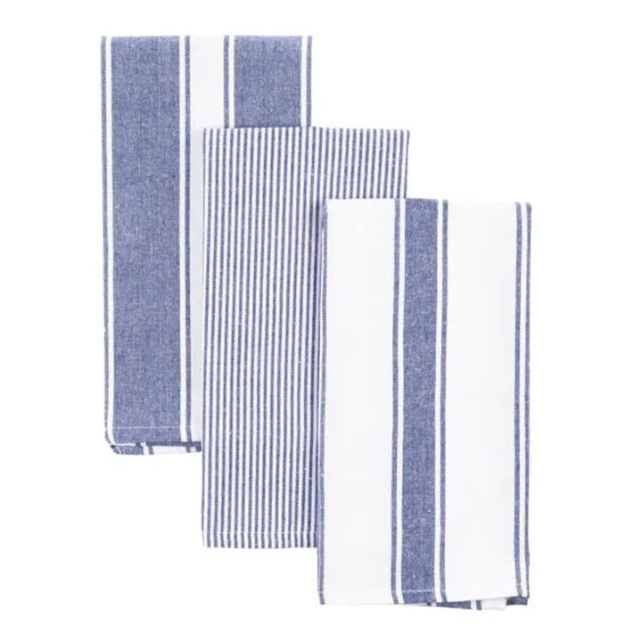 Le Chateau Woven Stripe Tea Towels Set - Black