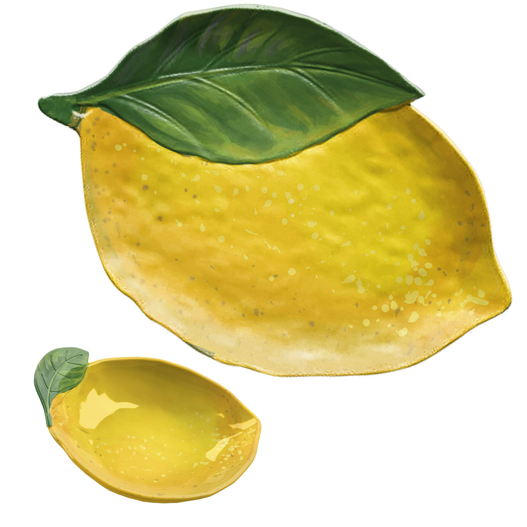 Lemon Fresh Melamine Figural Serving Bowl & Platter Set