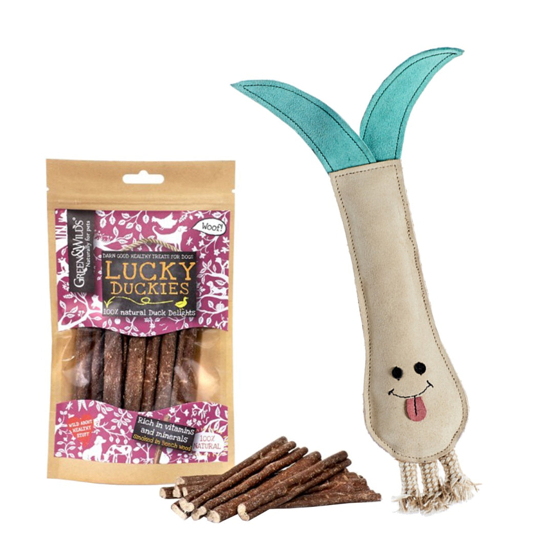 Green & Wilds Dog Gift Set - Lenny Leek & Treat Bag Option