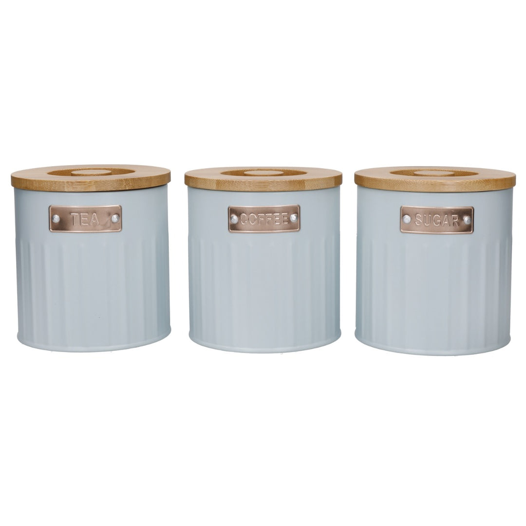 KitchenCraft Light Blue Tea, Coffee & Sugar Storage Canister Set