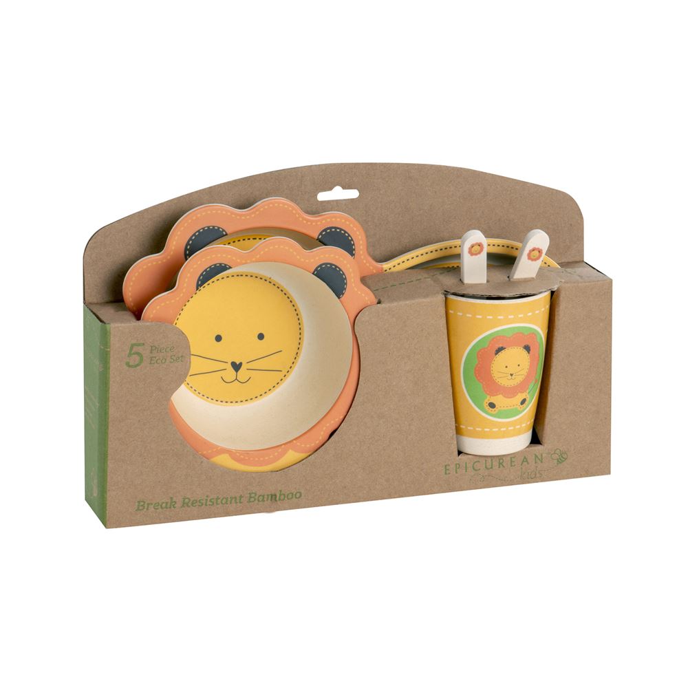 Eddingtons Eco Bamboo 5PC Kids Dinner Set - Lion