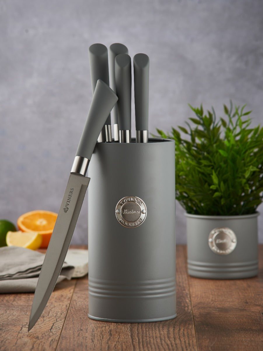 Typhoon Living Grey Knife Block