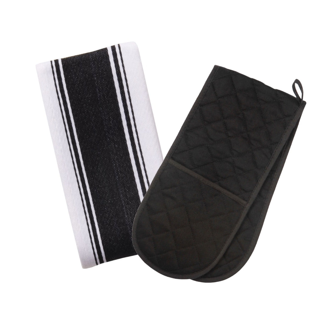 Dexam Love Colour Tea Towel & Double Oven Glove Set - True Black