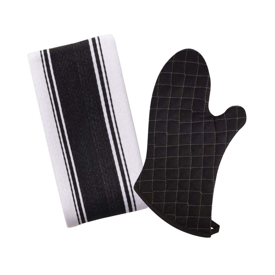 Dexam Love Colour Tea Towel & Oven Gauntlet Set - True Black