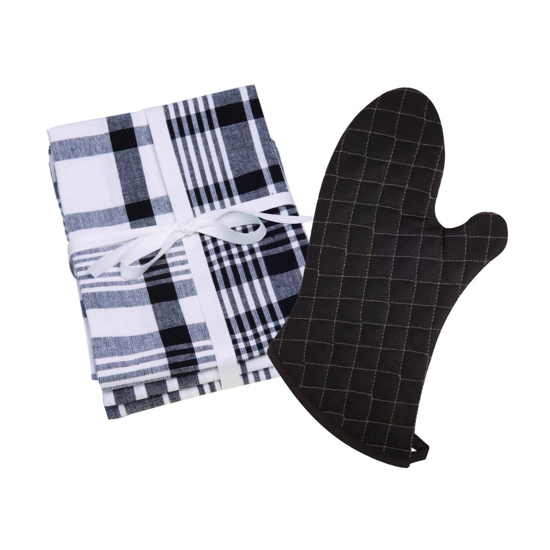 Dexam Love Colour Tea Towels & Oven Gauntlet Set - True Black