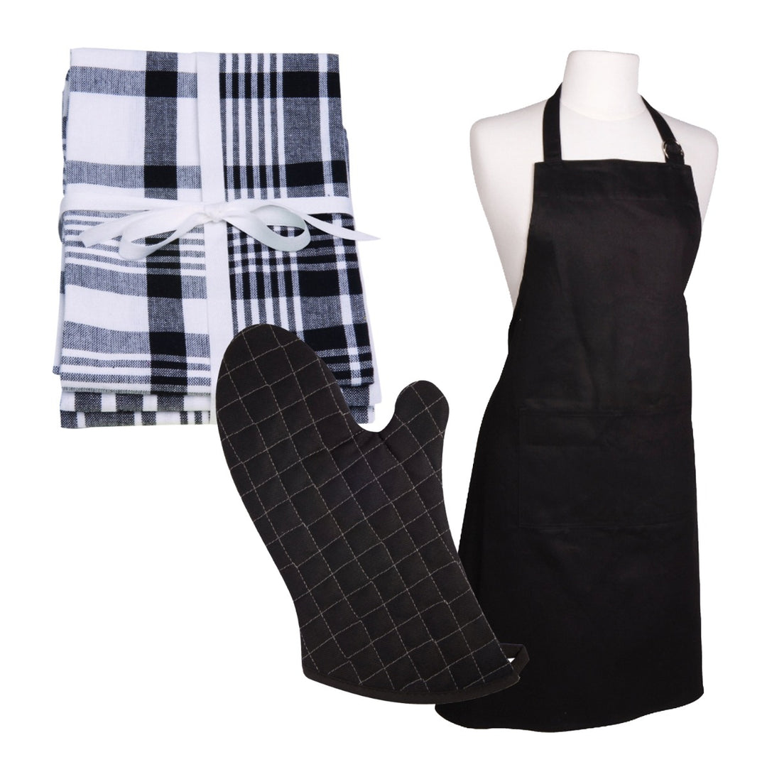 Dexam Love Colour Apron, Tea Towels & Oven Gauntlet Set - True Black