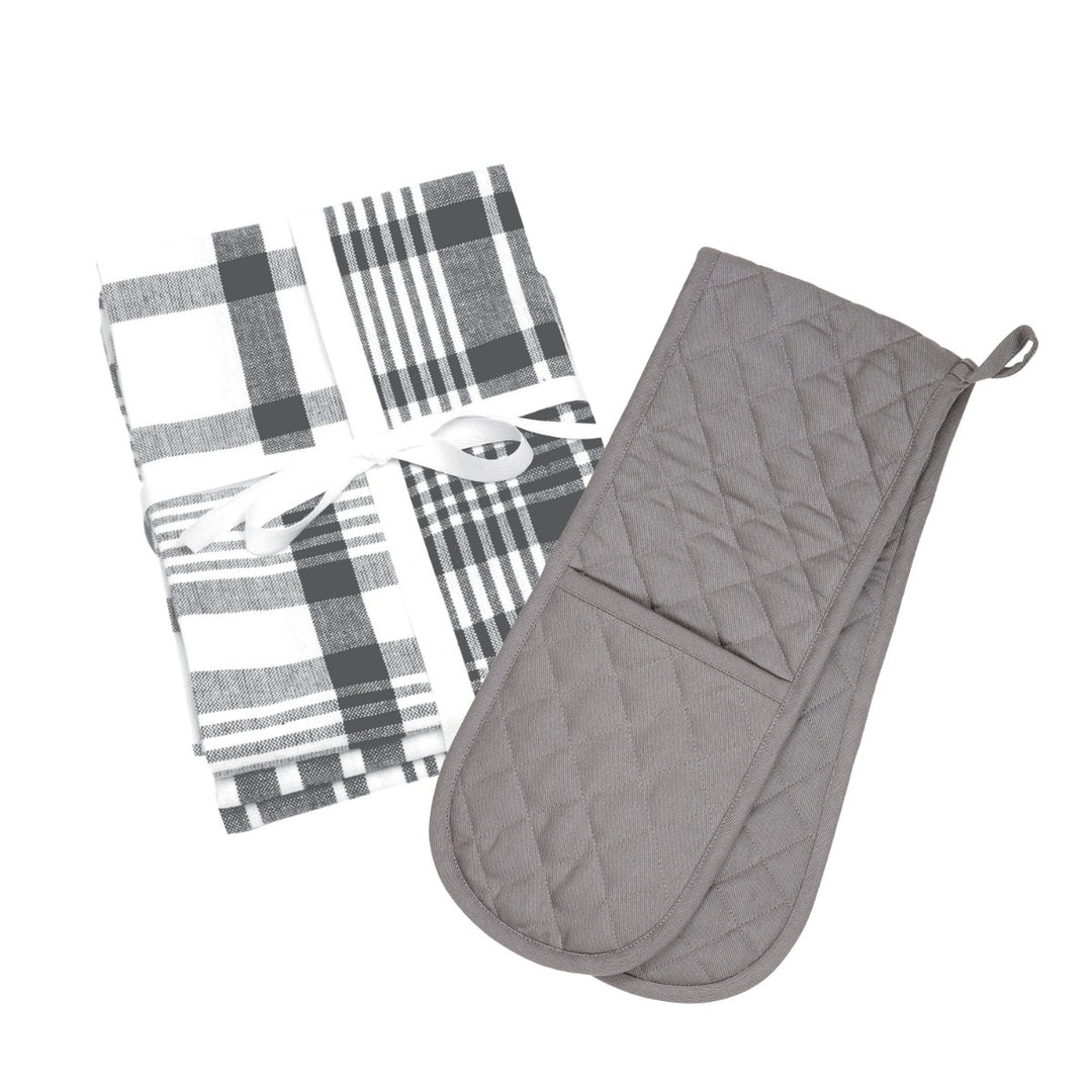 Dexam Love Colour Tea Towels & Double Oven Glove Set - Slate Grey