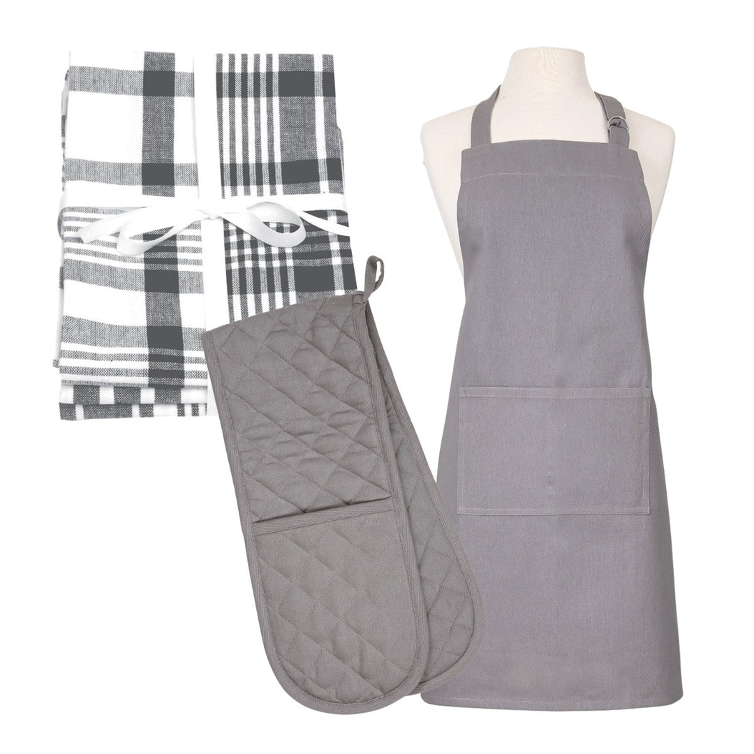 Dexam Love Colour Apron, Tea Towels & Double Oven Glove Set - Slate Grey
